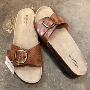 Arizona Jean Co. Farus Cognac Buckle Slide Cork Sandals Size 9 NEW